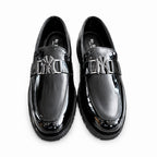 Shiny Black Loafers with NY Logo Detail