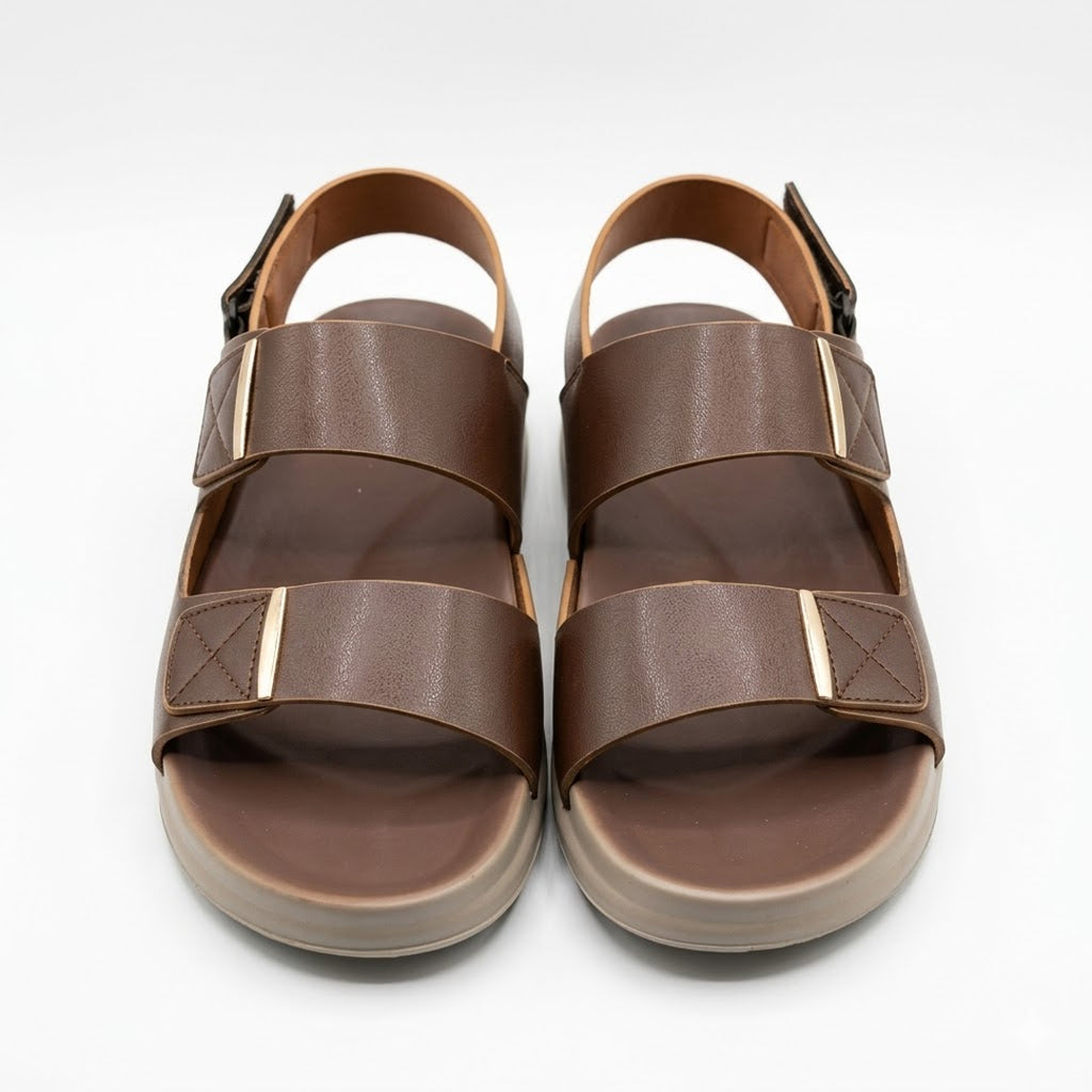 Minimalist Brown Sandals with Dual Straps
