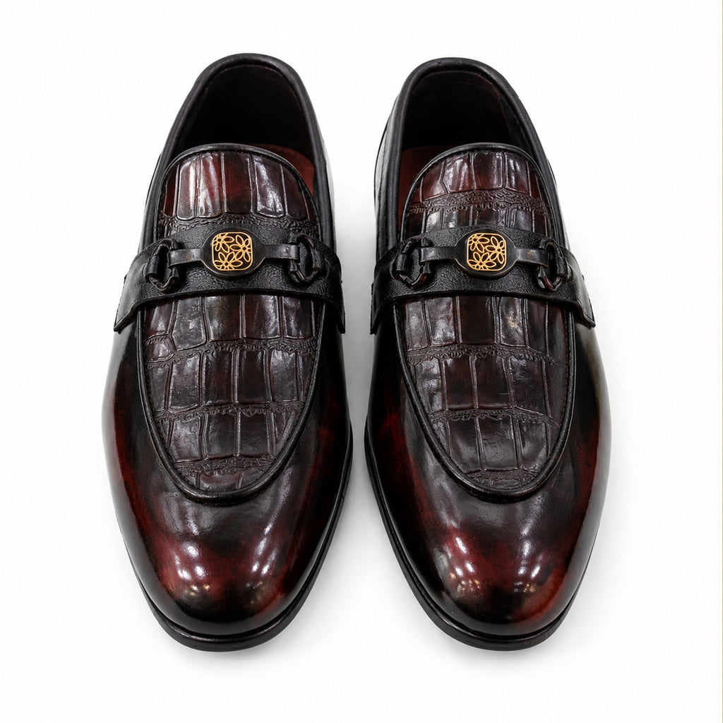 Elegant Brown Leather Loafers with Gold Accent