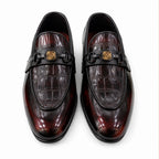 Elegant Brown Leather Loafers with Gold Accent