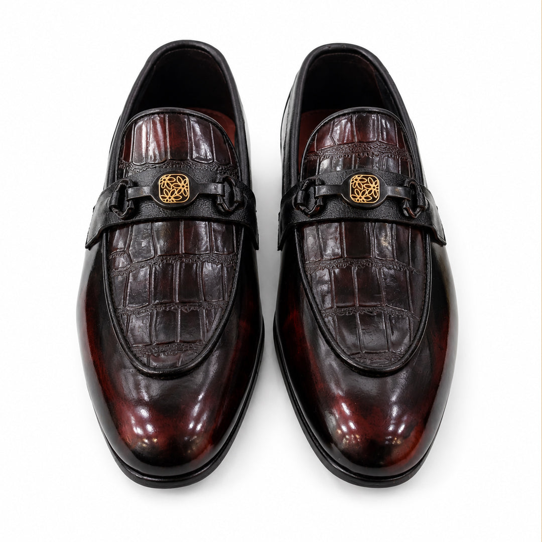Elegant Brown Leather Loafers with Gold Accent