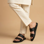 Sleek black Double Strap Slide Sandals