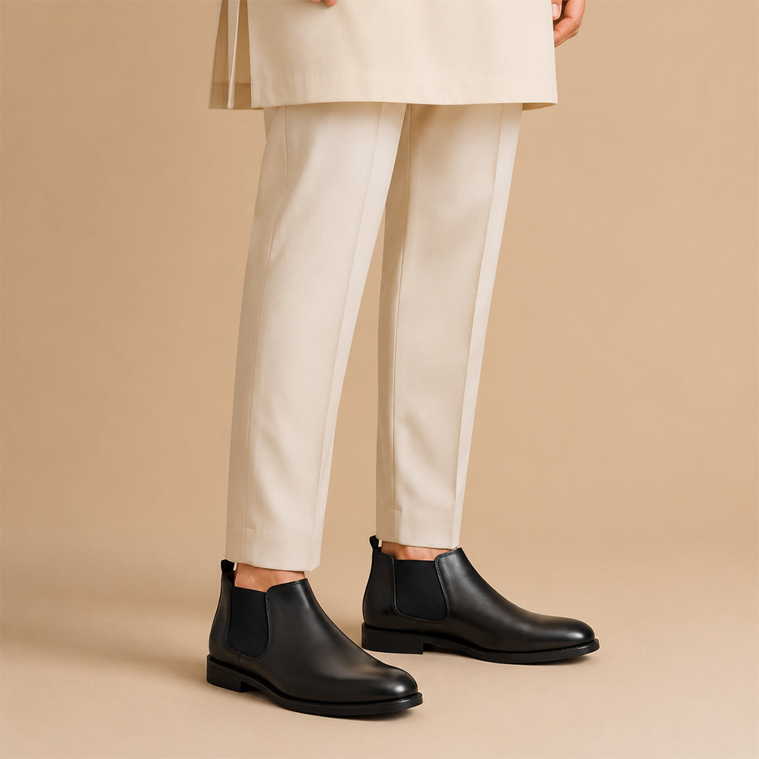 Classic Black Leather Chelsea Boots