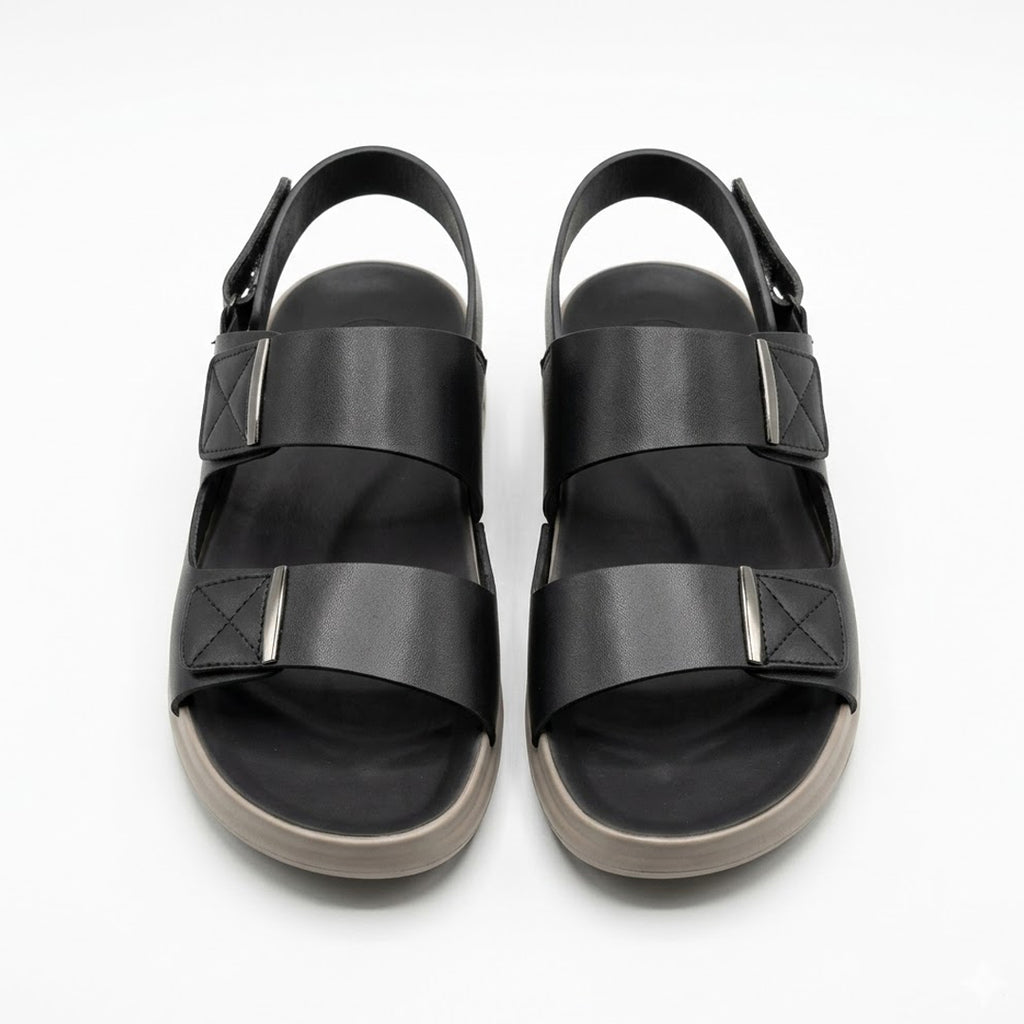 Minimalist Black Sandals with Dual Straps