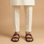 Sleek brown Double Strap Slide Slippers