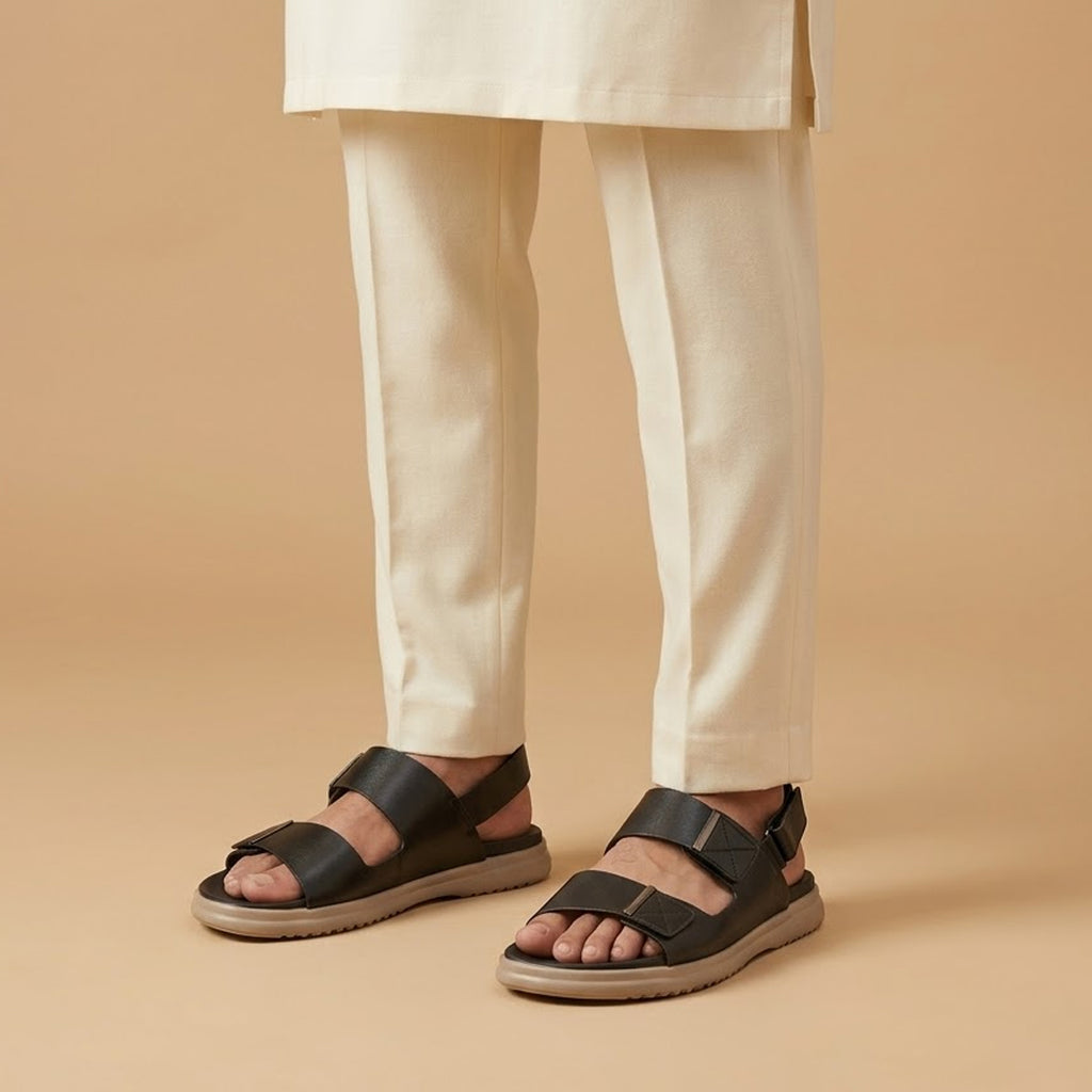 Minimalist Black Sandals with Dual Straps