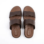 Sleek brown Double Strap Slide Slippers