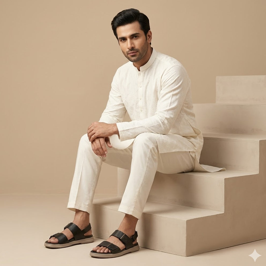 Minimalist Black Sandals with Dual Straps