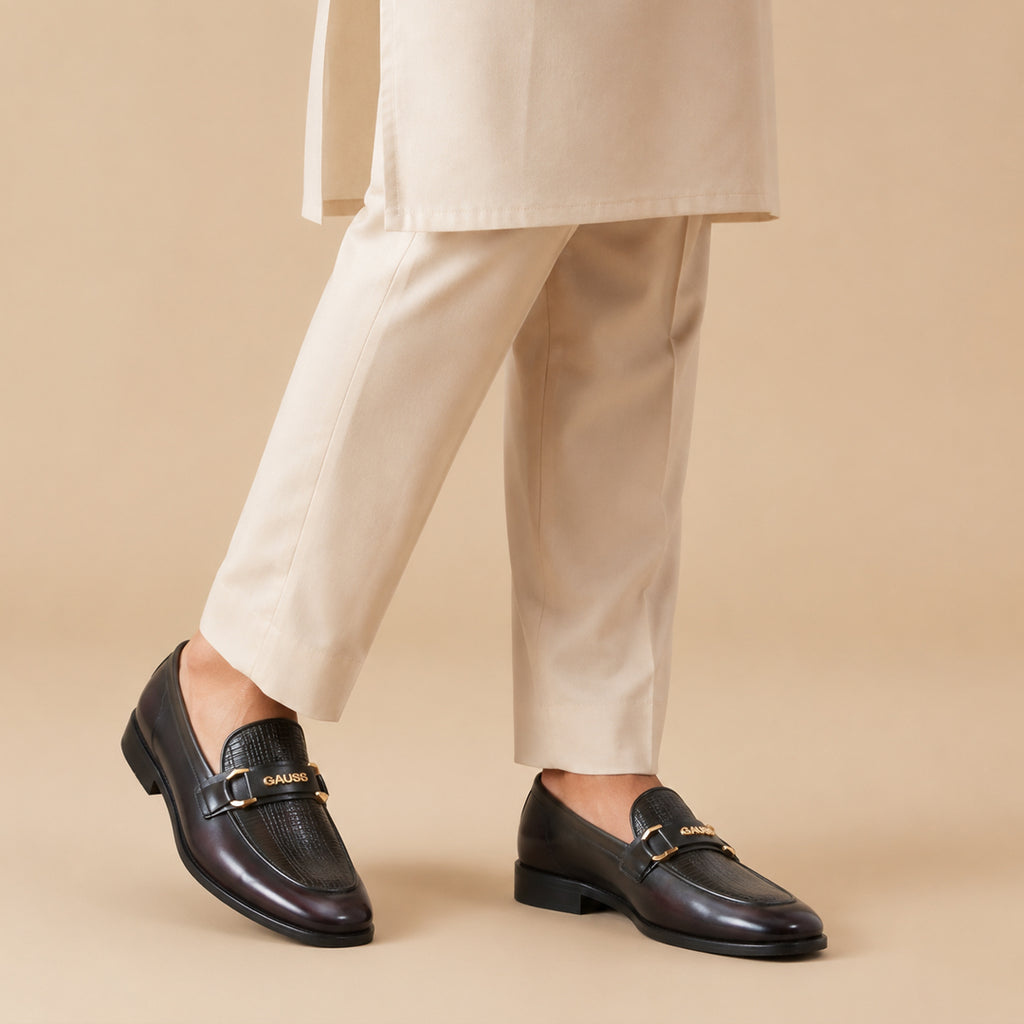 Elegant Black Loafers with GAUSS Detailing