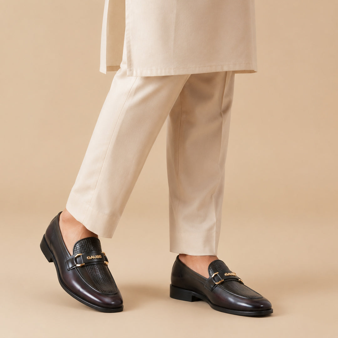 Elegant Black Loafers with GAUSS Detailing