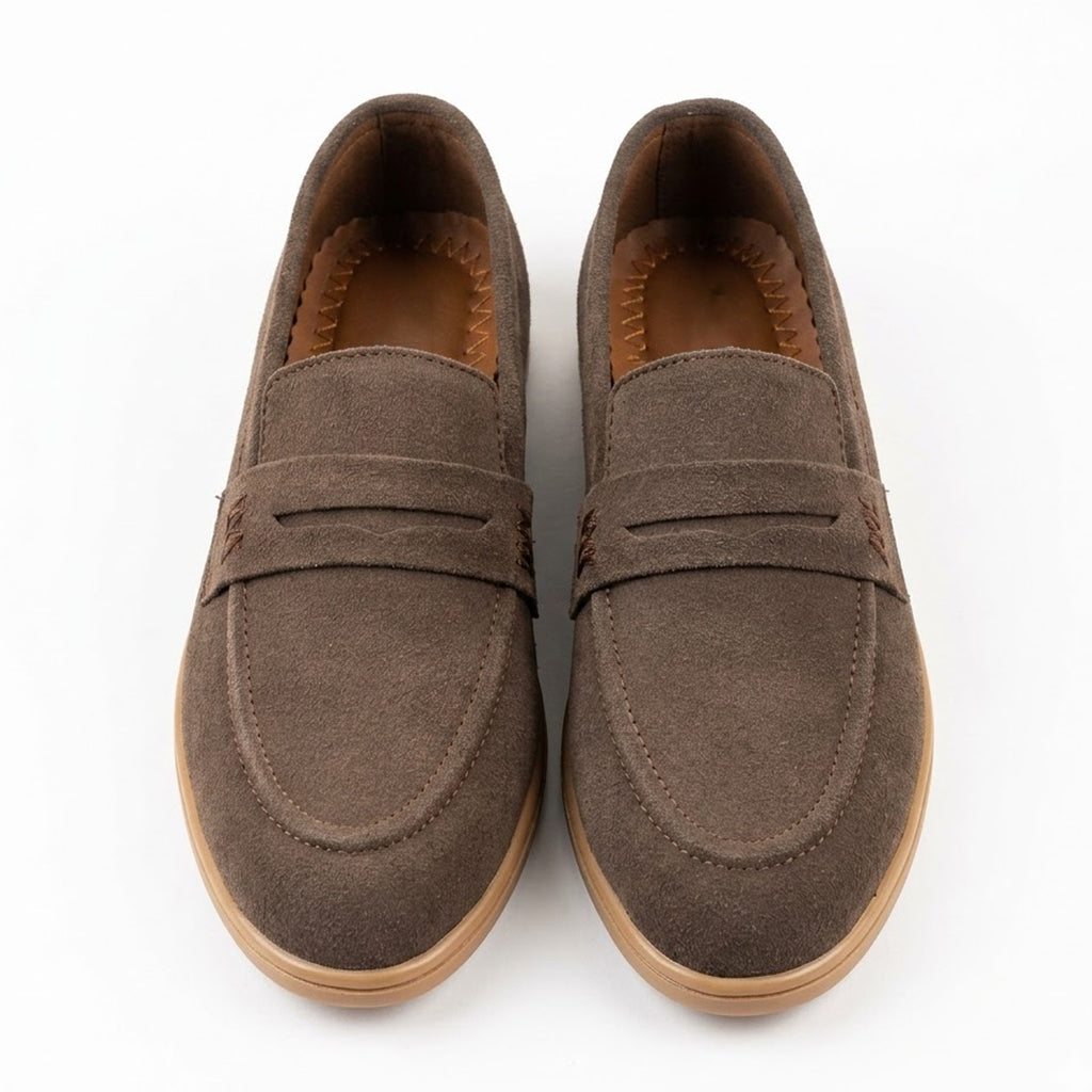 Coffee Brown Suede Loafers for Men
