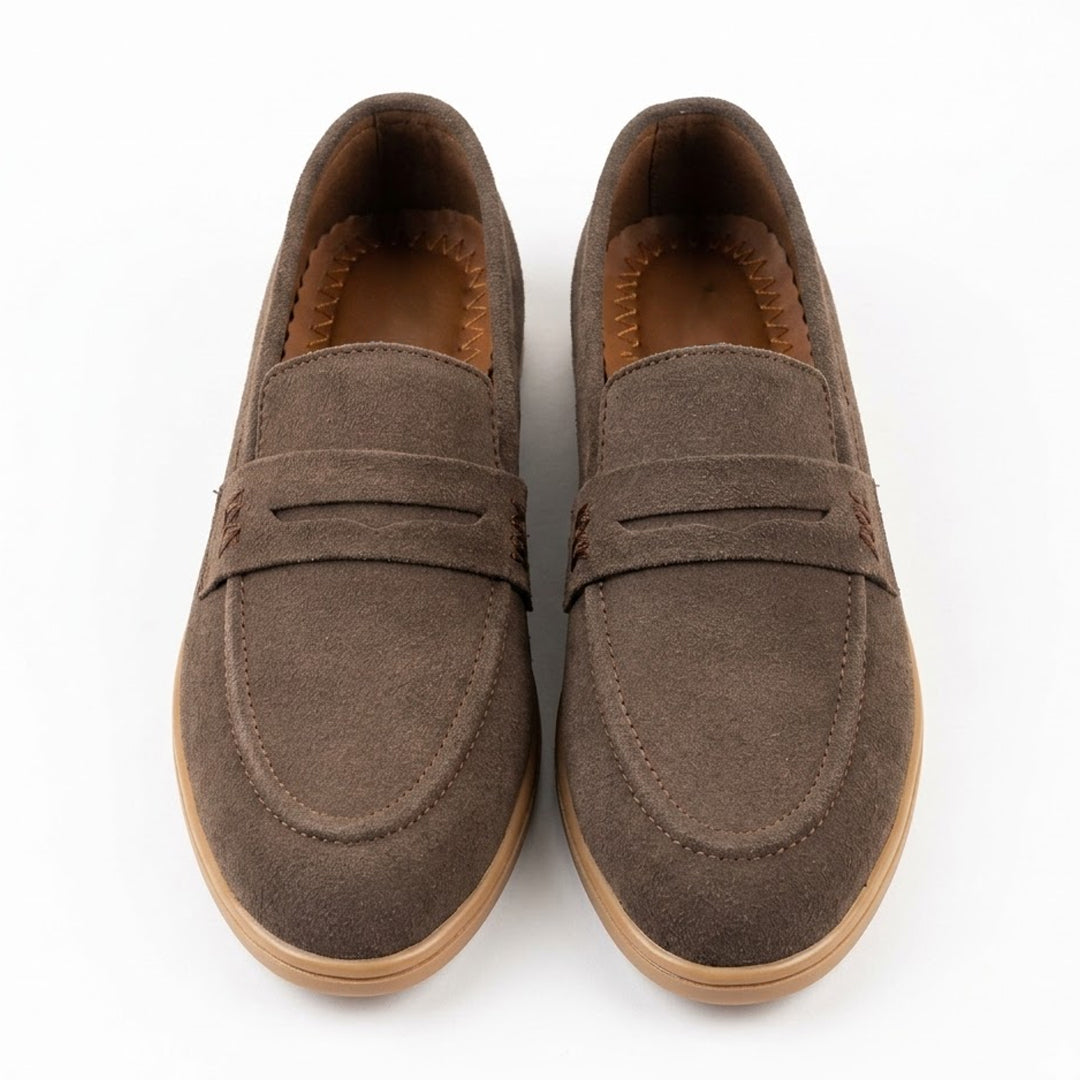 Coffee Brown Suede Loafers for Men