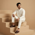 Brown Leather Loafers with Braided Metal Accents