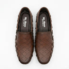 Brown Slip-On Shoes with Diamond Perforated Design