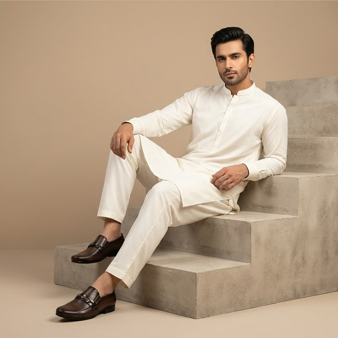 Elegant Brown Leather Loafers for Men