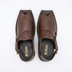Choclate Leather Slingback Shoes with Distinct Cross-Over Design