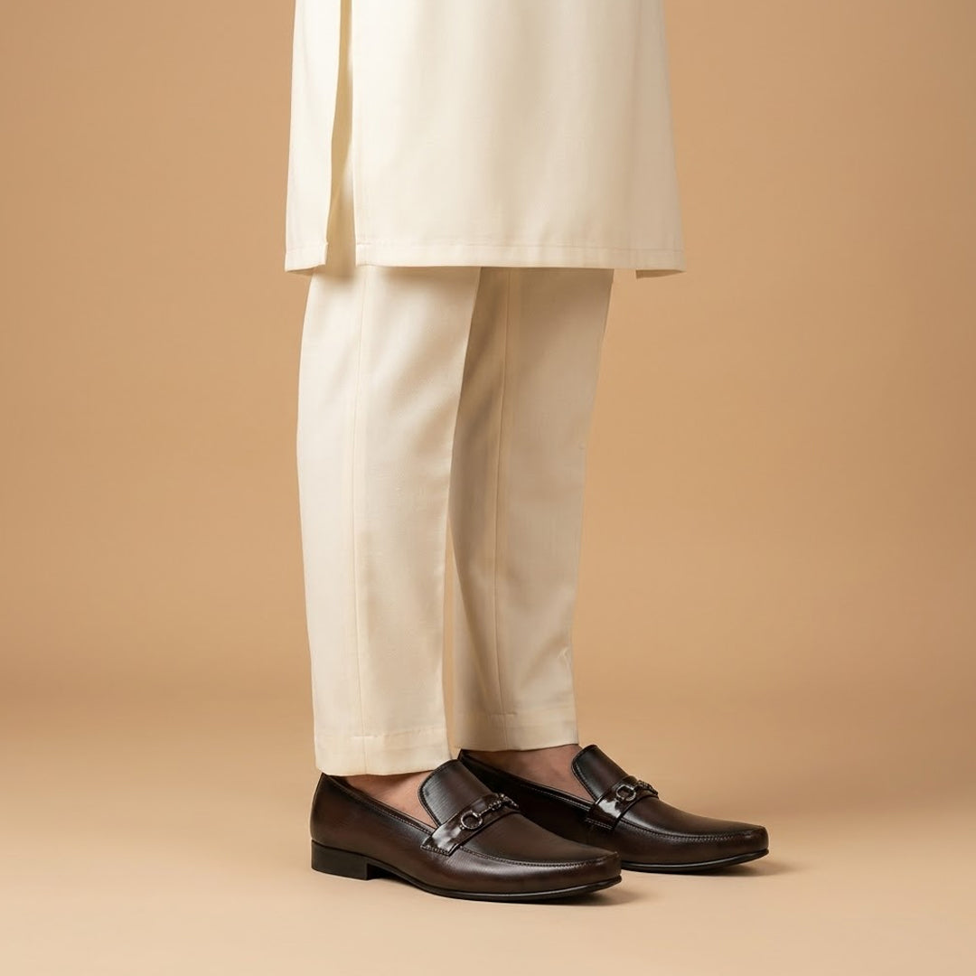 Elegant Brown Leather Loafers for Men