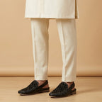 Black Woven Slip-On Shoes with Textured Design