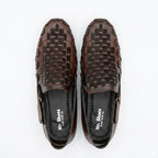 Brown Woven Slip-On Shoes with Textured Design