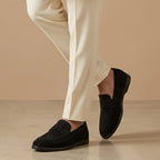 Coffee Black Suede Loafers for Men