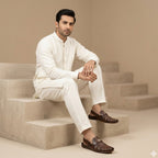 Brown Leather Slip-On Shoes with Quilted Design