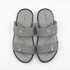 Grey Slip-On Slippers with Adjustable Straps and Silver Detailing
