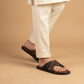 Chic Brown and black Cross-Strap Slippers