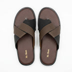 Chic Brown and black Cross-Strap Slippers