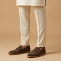 Coffee Brown Suede Loafers for Men