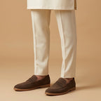 Coffee Brown Suede Loafers for Men