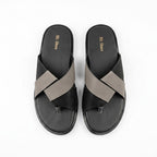 Chic Black and Grey Cross-Strap Sandals