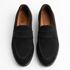 Coffee Black Suede Loafers for Men