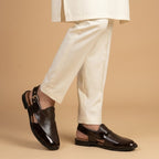 Sleek Brown Patent Leather Slingback Shoes