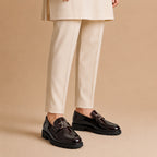 Shiny Brown Loafers with NY Logo Detail