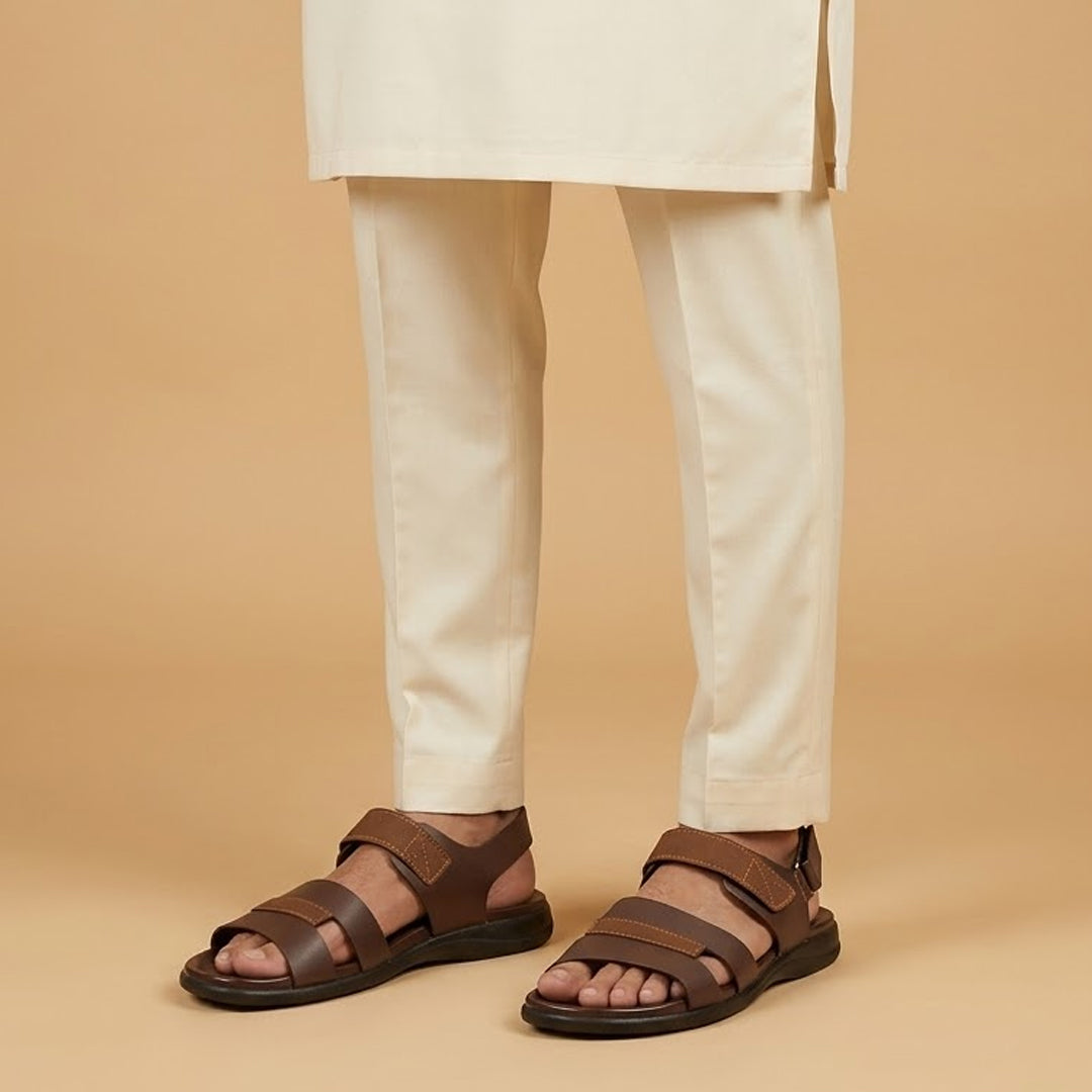 Dual-Tone Brown Sandals with Adjustable Straps