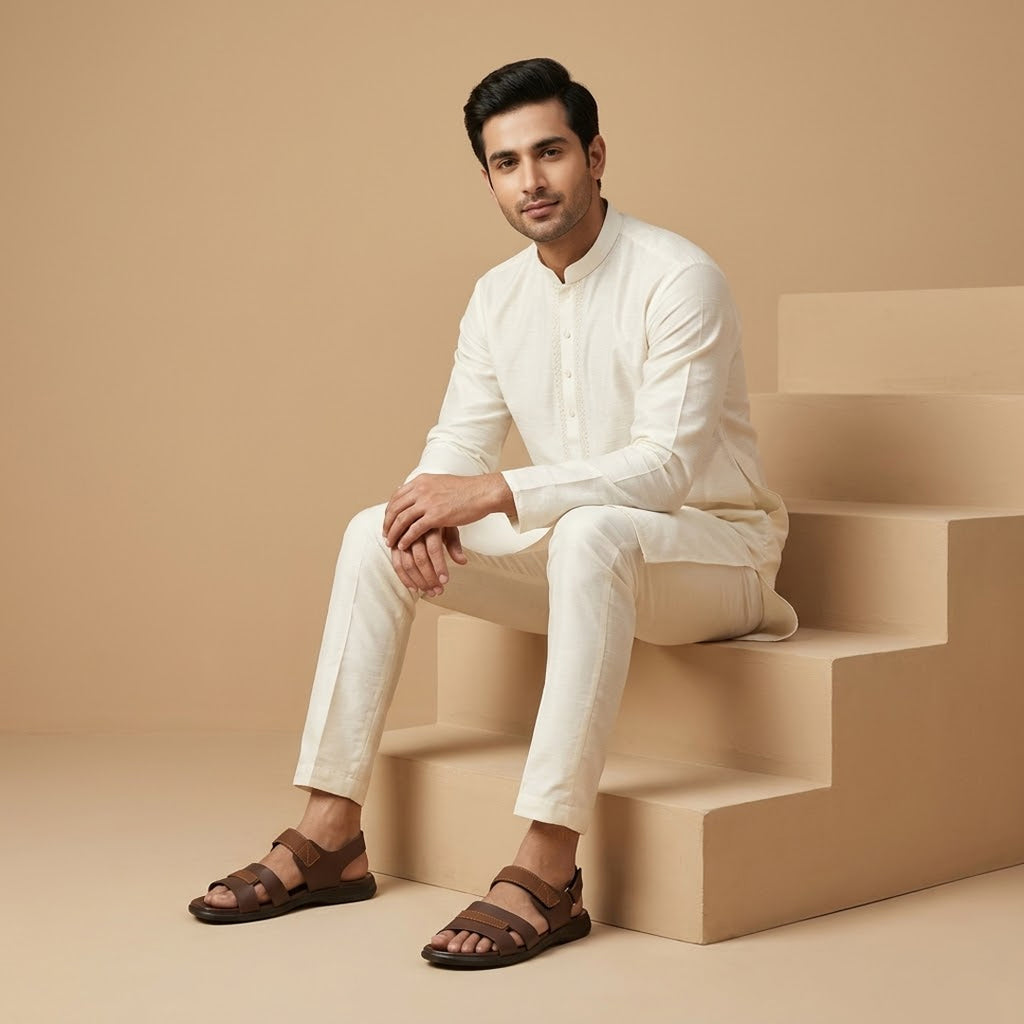Dual-Tone Brown Sandals with Adjustable Straps