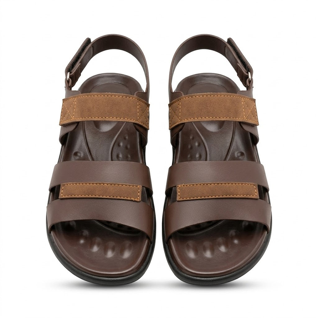 Dual-Tone Brown Sandals with Adjustable Straps