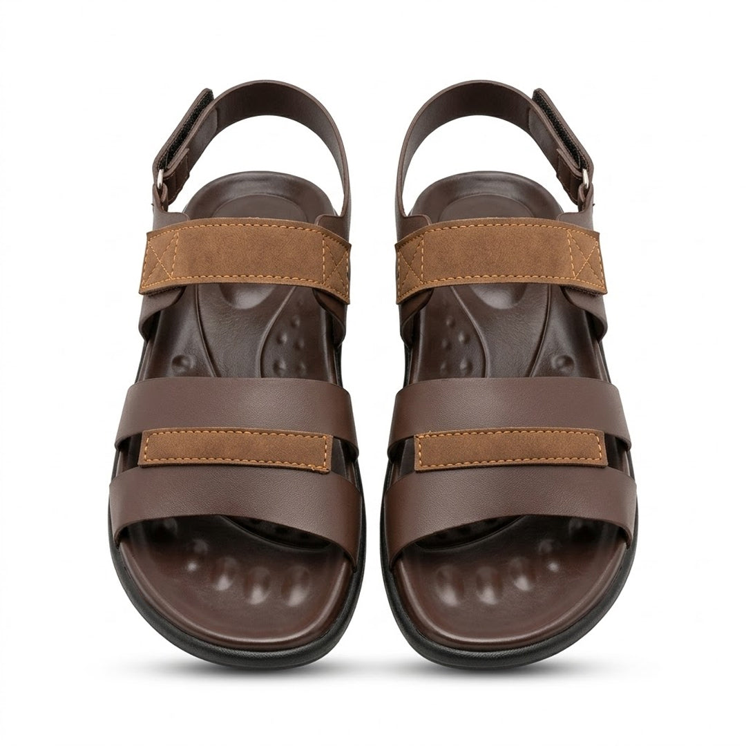 Dual-Tone Brown Sandals with Adjustable Straps