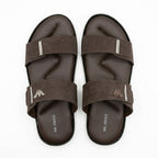Brown Slip-On Slippers with Adjustable Straps and Silver Detailing